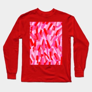 Pink and Red Abstract Brush Strokes Long Sleeve T-Shirt